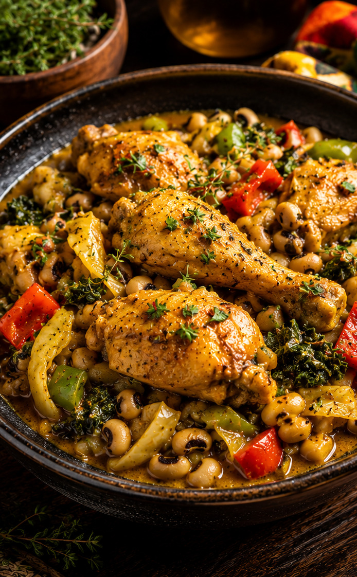 Chef Israel's Curry Chicken & Black-Eyed Peas